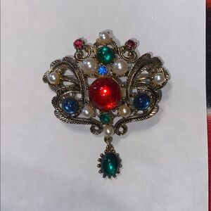 Elegant Gold and Multicolor Brooch